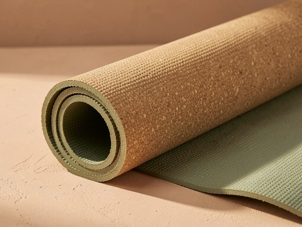 Yoga mat with cork texture